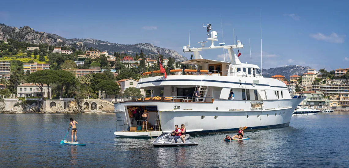 Family on deck enjoying the view